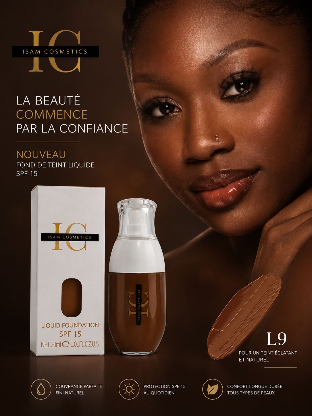 ISAM COSMETICS – Liquid Foundation SPF 15 ✨L9 – Image 2