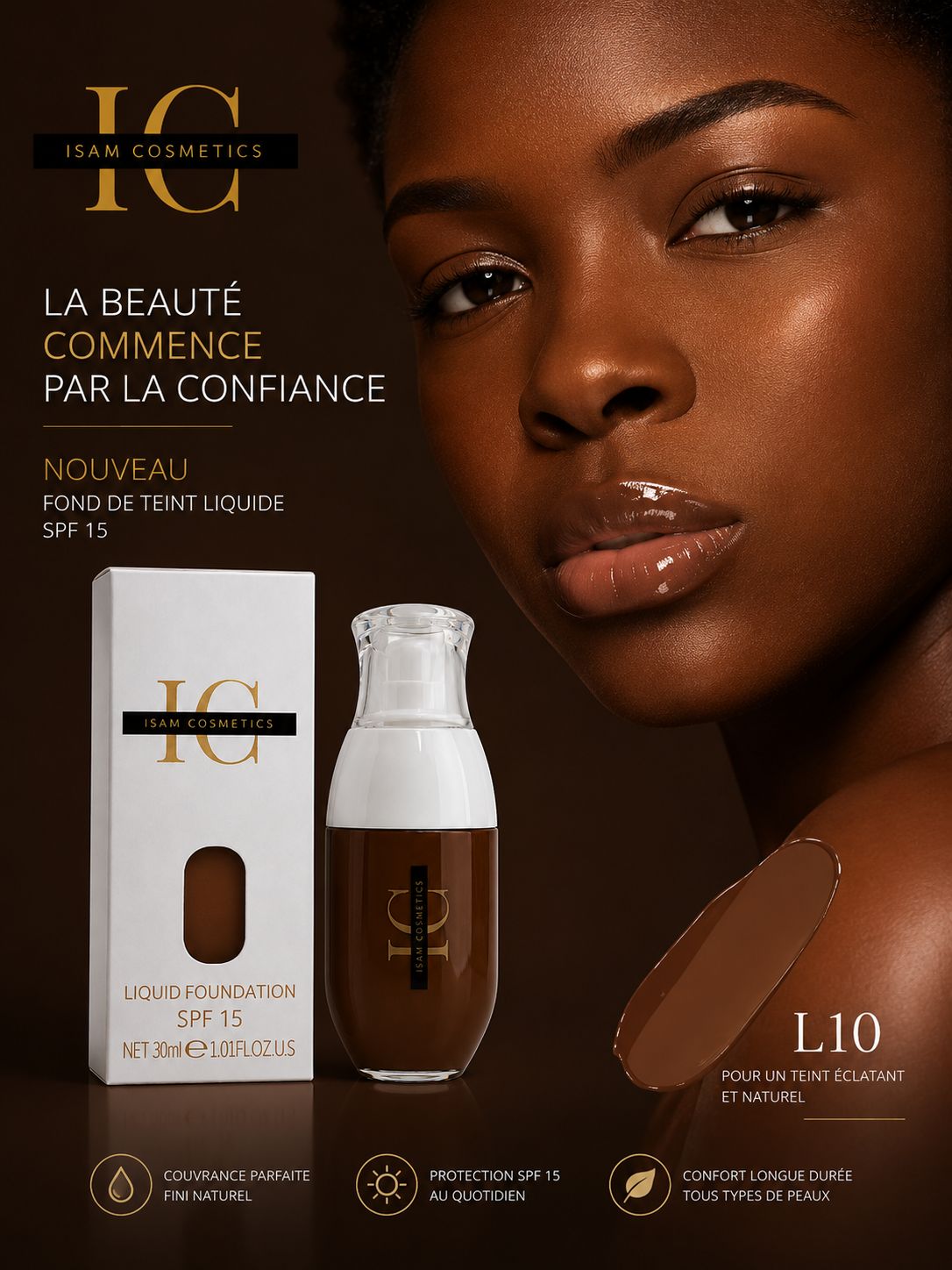ISAM COSMETICS – Liquid Foundation SPF 15 ✨L10 – Image 2