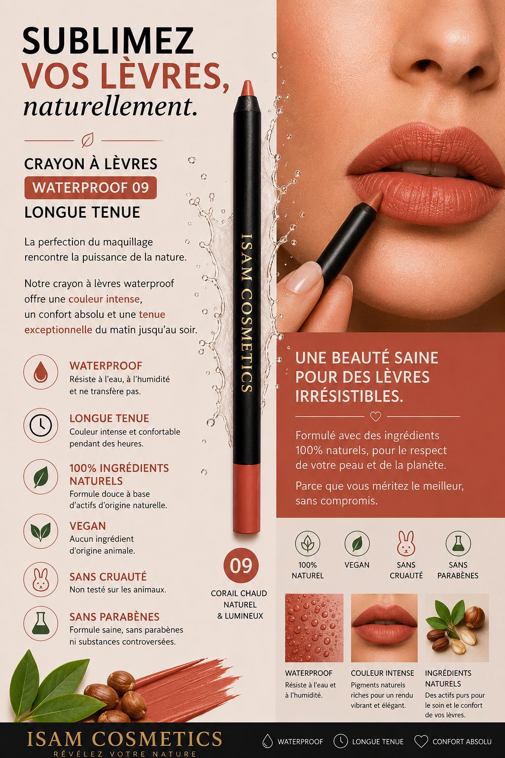 Crayon à Lèvres Waterproof – Longue Tenue 09 – Image 2