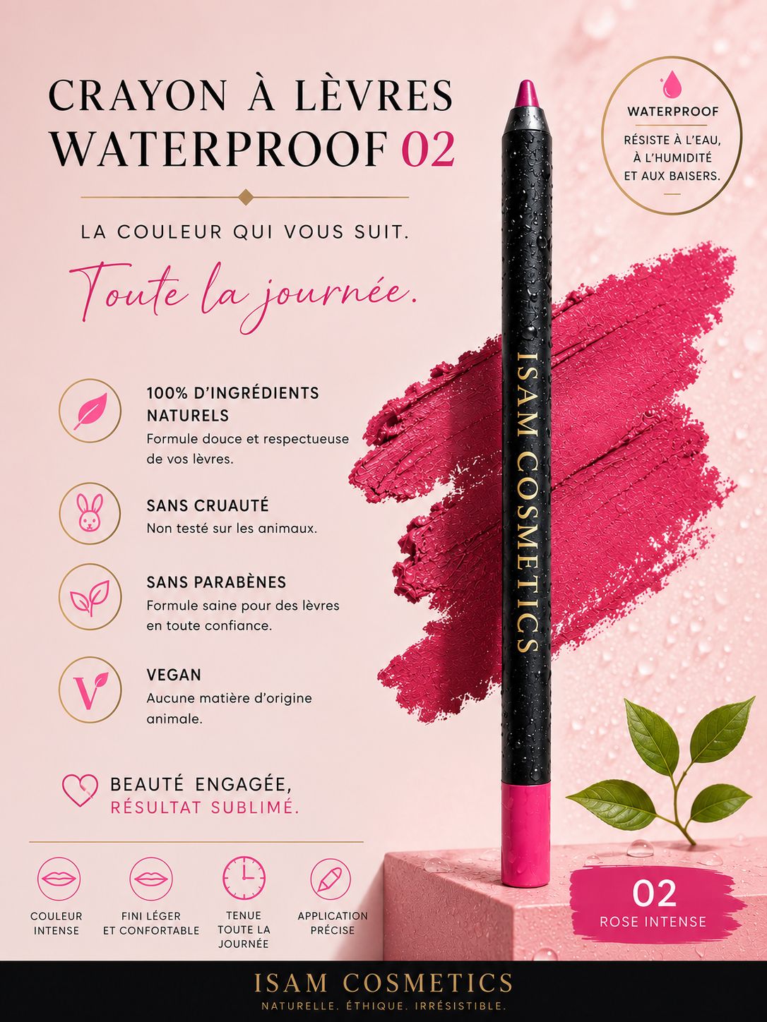 Crayon à Lèvres Waterproof – Longue Tenue 02 – Image 2