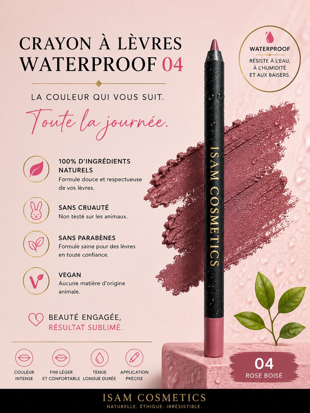 Crayon à Lèvres Waterproof – Longue Tenue 04 – Image 2