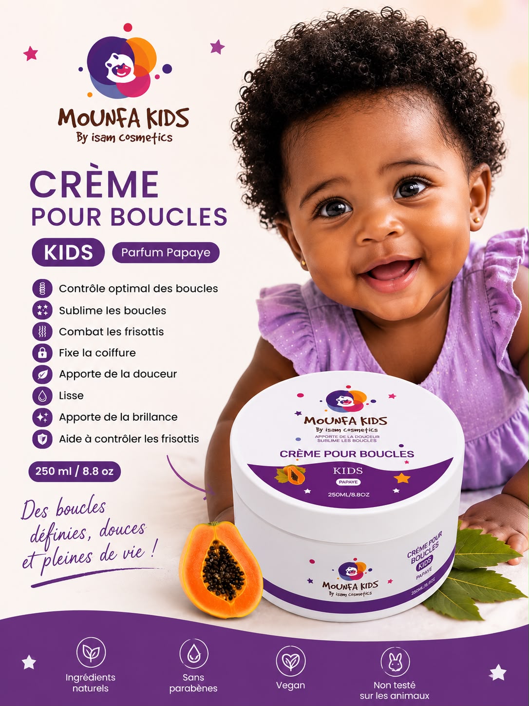 Crème pour Boucles Kids-Papaye 250 ml – Image 2