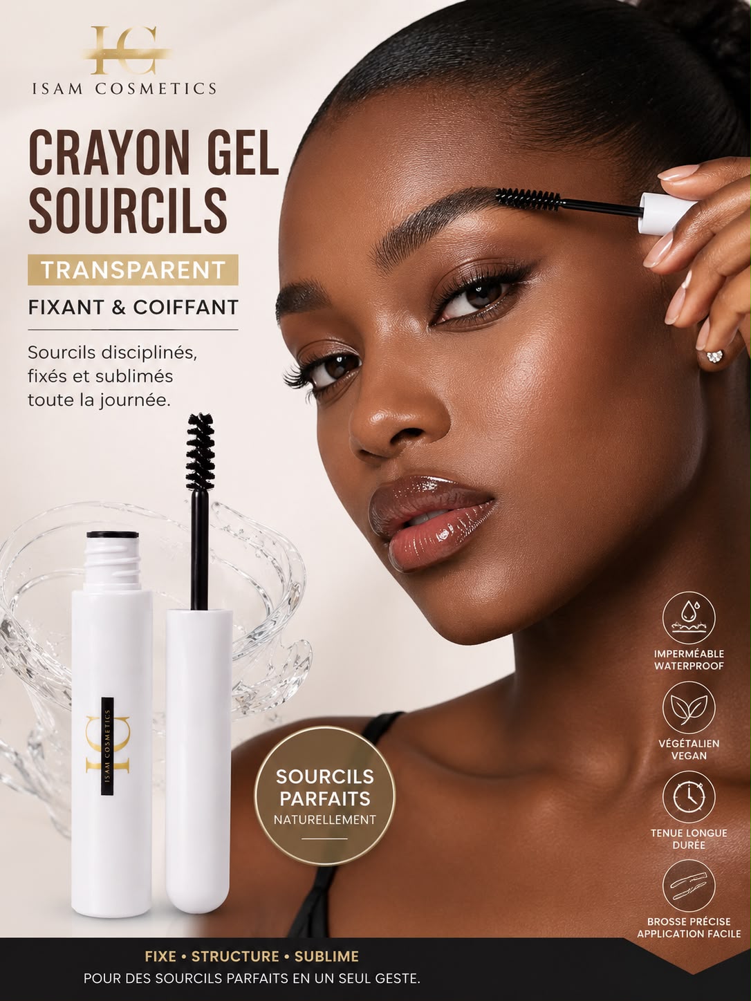 Gel fixateur et coiffant pour des sourcils parfaits imperméable et vegan transparent 9 ml – Image 2